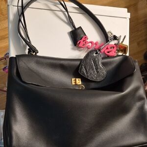 Slouchy Black Leather 'Rodeo Bag'